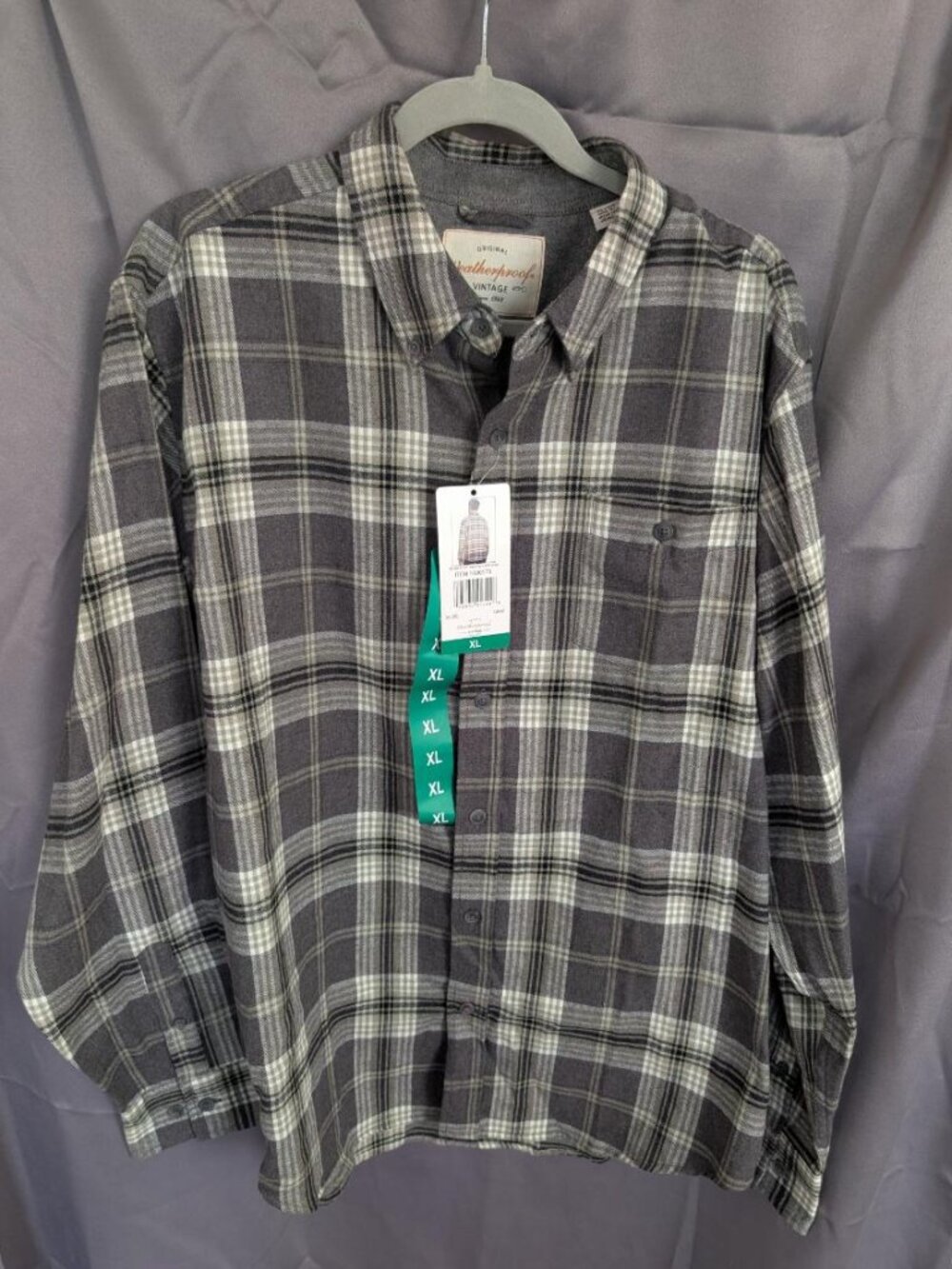 Original Weatherproof Vintage since 1948 Plaid Long Sleeve Shirt Size XL